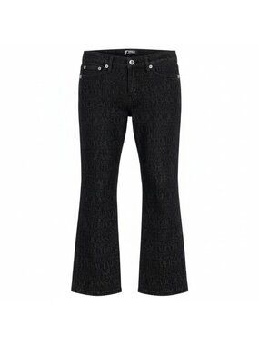Versace Id9 All Logo Print Denim Pants Jeans 28 Black